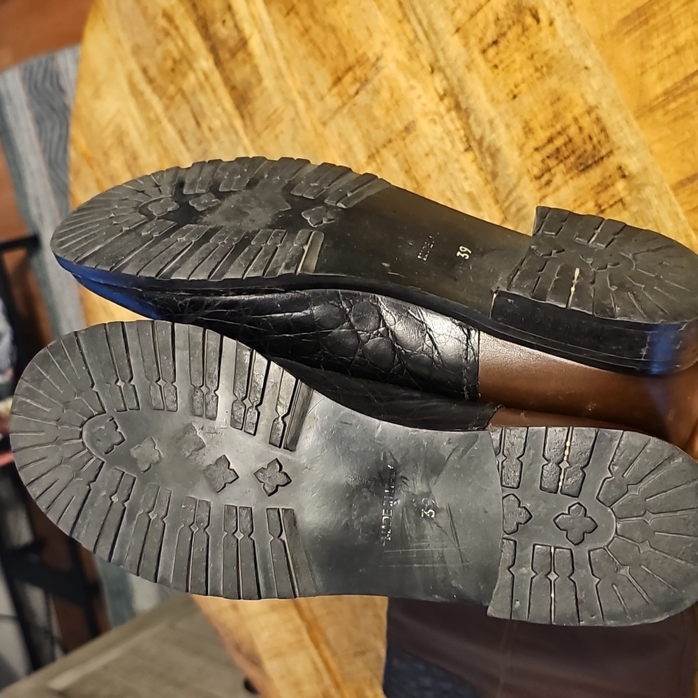 ANYI LU TAYLOR Made In Italy Black Crocodile/BRN CALF handmade in Italy size 39 - Picture 10 of 13